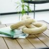 Hand-Carved Natural Wood 3-Link Decorative Round Chain Decorative Display