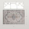 4’ x 6’ Brown and Light BlueVintage Style Area Rug,  Machine Washable, Non-Slip