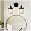 Set of 2 Wall Sconces with Clear Glass Lampshades