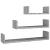 Set of 3 Grey Wood floating Shelves. Small, Medium, Large
