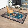 Floral Blue and Floral Vintage Area Rug. Non-Shedding Surface and Anti-slip Bottom