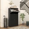 Black Modern Shoe Storage Cabinet with 3 Flip Drawers and Adjustable Shelves for 18 Pairs of Shoes