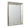24" x 24" Antique Silver Square Mirror with Floral Accents