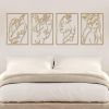 4 Pieces Gold Metal Wall Art. Minimalist Feminine Floral Motif