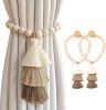 2 Pcs Handmade Magnetic Wooden Bead Curtain Tassel Tiebacks.
