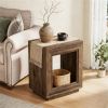 Square Wooden Side Table with Storage Shelf