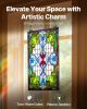 17” x 29” Tiffany Style Hanging Stained Glass Window Panel, with Chain.