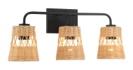 Moonlit Three Lights Wall Sconce With Rattan Shade