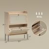Narrow Oak Shoe Storage Cabinet with 2 Flip Drawers