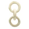 Hand-Carved Natural Wood 3-Link Decorative Round Chain Decorative Display