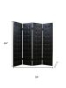 84" Black Faux Leather Folding Four Panel Screen Room Divider