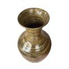 25" Black And Gold Striped Urn Bamboo Floor Vase