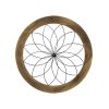 26" X 26" Light Brown Metal And Wood Circle Hanging Dimensional Sculpture