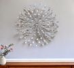 24" Contemporary Silver And Faux Crystal Bling Wall Decor