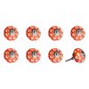 Set of Eight Orange White And Silver Floral Ceramic Drawer Pull Knobs