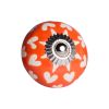 Set of Twelve Orange White And Silver Floral Ceramic Drawer Pull Knobs