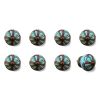 Set of Eight Turquoise And Red Geometric Ceramic Drawer Pull Knobs