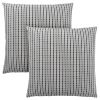Set of Two 18" Black Gray And White Fabric Striped Throw Pillows