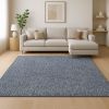 8' X 11' Indigo And Ivory Abstract Shag Hand Woven Area Rug