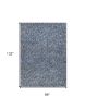 8' X 11' Indigo And Ivory Abstract Shag Hand Woven Area Rug