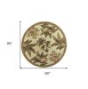 8' Ivory Green And Brown Wool Tropical Botanical Hand Tufted Round Rug