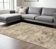 8' X 10' Beige And Blue Floral Medallion Hand Loomed Area Rug