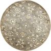 5' Gray Ivory And Brown Wool Floral Hand Tufted Round Rug