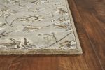 5' Gray Ivory And Brown Wool Floral Hand Tufted Round Rug