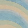 5' X 8' Blue Beige And Green Wool Abstract Hand Tufted Area Rug