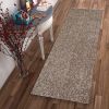 8' Beige And Brown Abstract Hand Woven Runner Rug