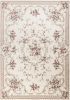 5' X 8' Ivory Red And Green Floral Medallion Area Rug