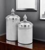 Set of Two Silver Aluminum Tweed Decorative Canisters