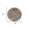 8' Gray Black And Gold Abstract Round Rug