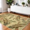 4' X 6' Brown Green And Red Wool Tropical Botanical Hand Tufted Area Rug
