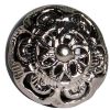 Set of Twelve Black And Silver Ceramic Filigree Floral Drawer Pull Knobs