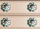 Set of Twelve Green Silver And White Geometric Ceramic Drawer Pull Knobs