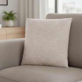 18" X 18" Taupe Velvet Polyester Feather Zippered Pillow