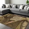 8' X 10' Brown And Beige Wool Botanical Leaves Hand Tufted Area Rug
