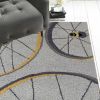 7' Gray Black And Yellow Abstract Geometric Hand Tufted Runner Rug