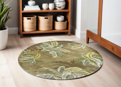 5' Moss Green Round Wool Hand Tufted Area Rug