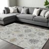 9' X 13' Ivory Gray And Green Wool Floral Hand Tufted Area Rug