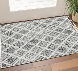 3' X 5' Charcoal Geometric Area Rug