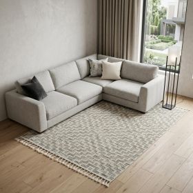 105 X 156 Ivory  Grey Polyester Rug