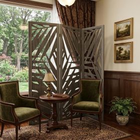 67" Gray Solid WoodFolding Three Panel Screen Room Divider