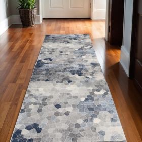 2' X 10' Navy Blue Cobblestone Pattern Runner Rug