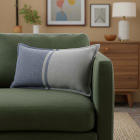 Gray And Blue Color Block Lumbar Pillow Cover
