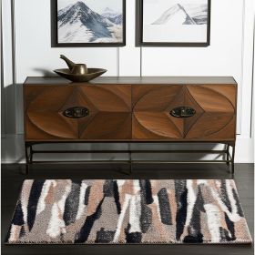 4' X 6' Gray And Black Strokes Area Rug