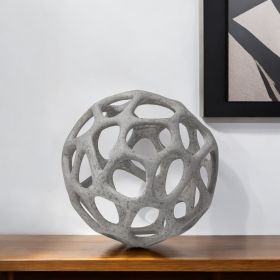 Petite Light Gray  Metal Hollow Orb Sculpture