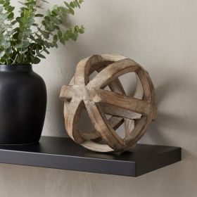 Brown Wooden Hollow Orb Sculpture