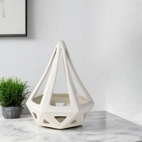 White Crackle Glaze Ceramic Conical Sculpture